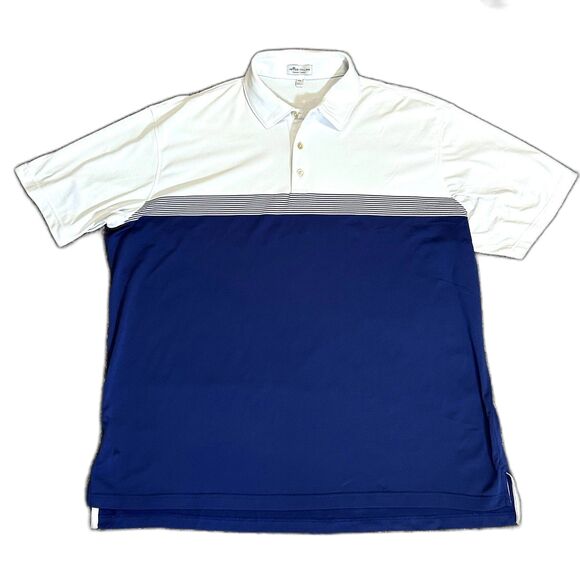 Peter Millar Summer Comfort White Blue Performance Polo Shirt Sz XXL - Picture 1 of 10